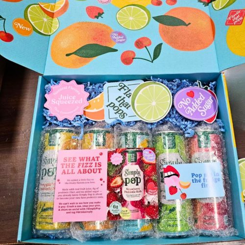 Custom branded kitting and packaging by 3tree Marketing for Simply Pop influencer and promotional kits